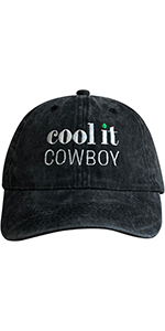 Cool it Cowboy Hats for Men and Women Baseball Cap Washed Black