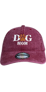 Dog Mom Hats for Women Ball Cap Snapback Washed Burgundy