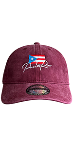 Puerto Rico Flag Hats for Men Women Washed Burgundy