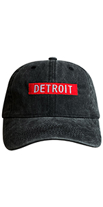 Detroit Dad Hats for Men and Women Washed Black