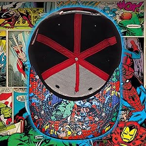 comic book Black hat marvel embroidered sublimated snap adjustable Spiderman captain America Thor