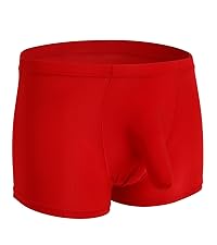 Mens Elephant Trunk Underwear Sexy Ice Silk Solid Color Separate Pouch Boxer Briefs