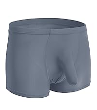 Mens Elephant Trunk Underwear Sexy Ice Silk Solid Color Separate Pouch Boxer Briefs