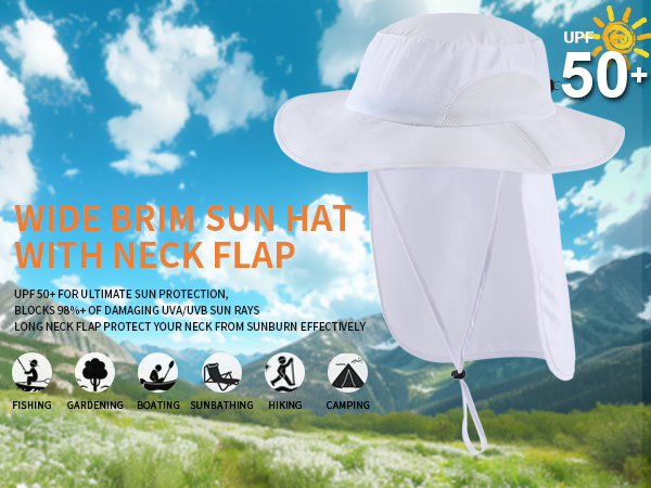 Wide Brim Sun Hat with Neck Flap