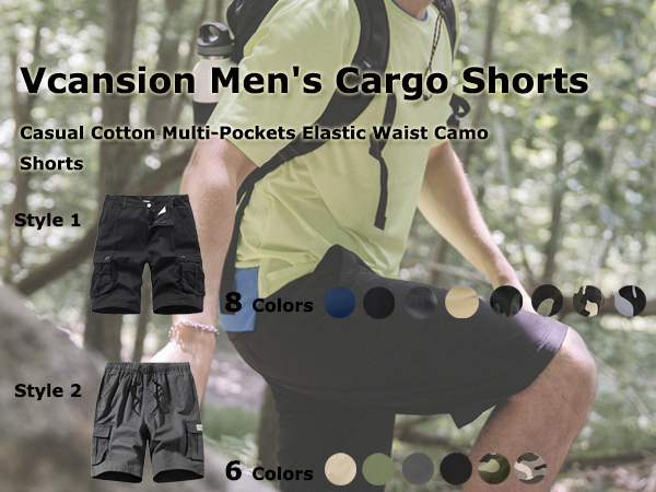 Men''s Cargo Shorts Casual Cotton Multi-Pockets Elastic Waist Camo Shorts