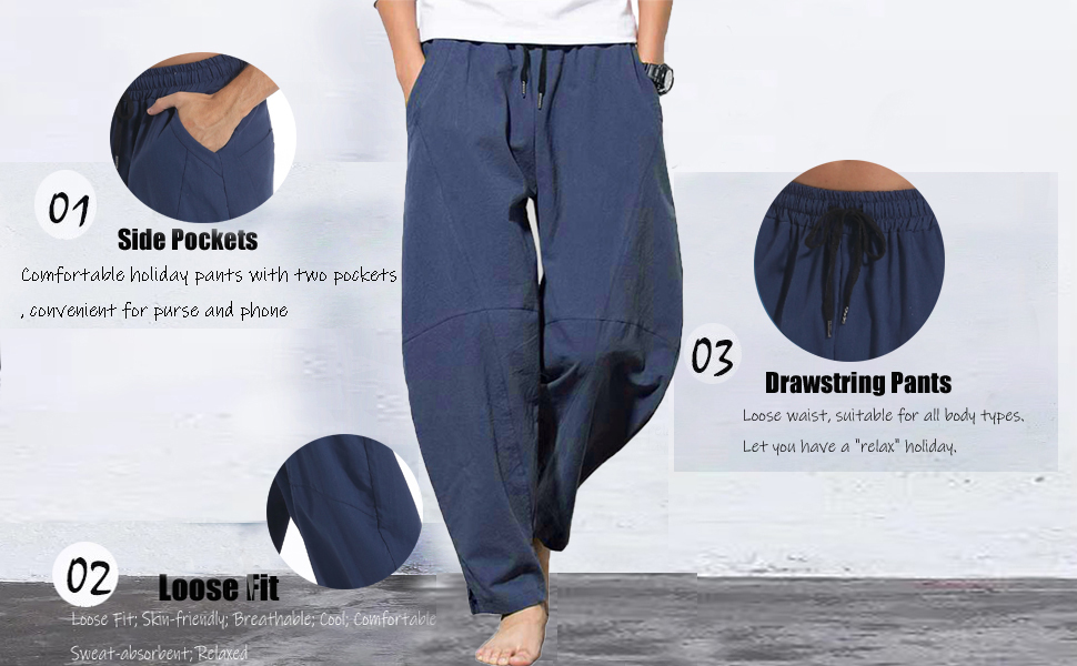 baggy linen pants men