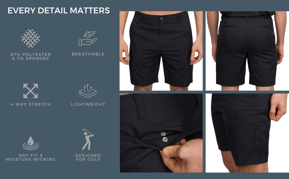 Men''s Cargo Short with 8.5" Inseam, Snap Button Pocket and Zip Side Cargo Utility Pocket