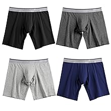 Cotton Boxer Briefs Long Leg Boxer Brief Shorts No Ride Up Boxers with Separate Pouch