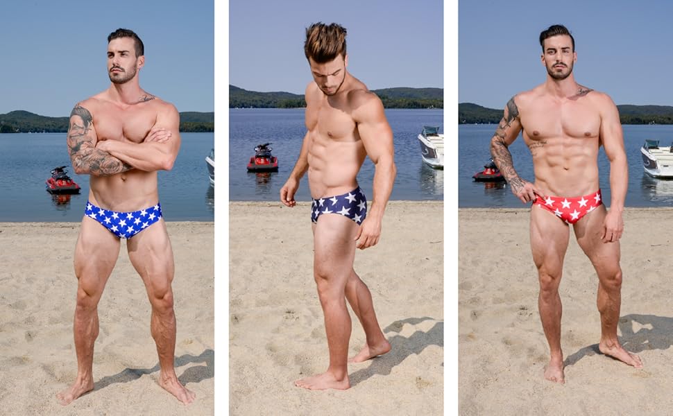 mens swimsuit bathing suit swimwear bikini boxer briefs usa flag america stars and stripes