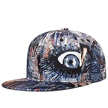 Quanhaigou Printed Baseball Cap,Colorful Graffiti Unisex Snapback Flat Bill Dancing Hip Hop Hats