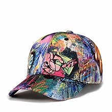 Quanhaigou Printed Baseball Cap,Colorful Graffiti Unisex Snapback Flat Bill Dancing Hip Hop Hats