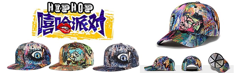 Colorful Graffiti Snapback Hats for Men Women Sun Baseball Cap Flat Bill Youth Hip Hop Cap