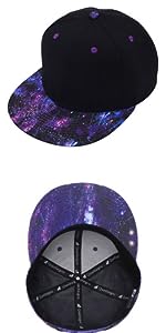 Purple Galaxy Snapback Hat Unisex Trucker Hat Hip Hop Plaid Flat Bill Brim Adjustable Baseball Cap