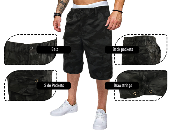 Mens Elastic Waist Shorts