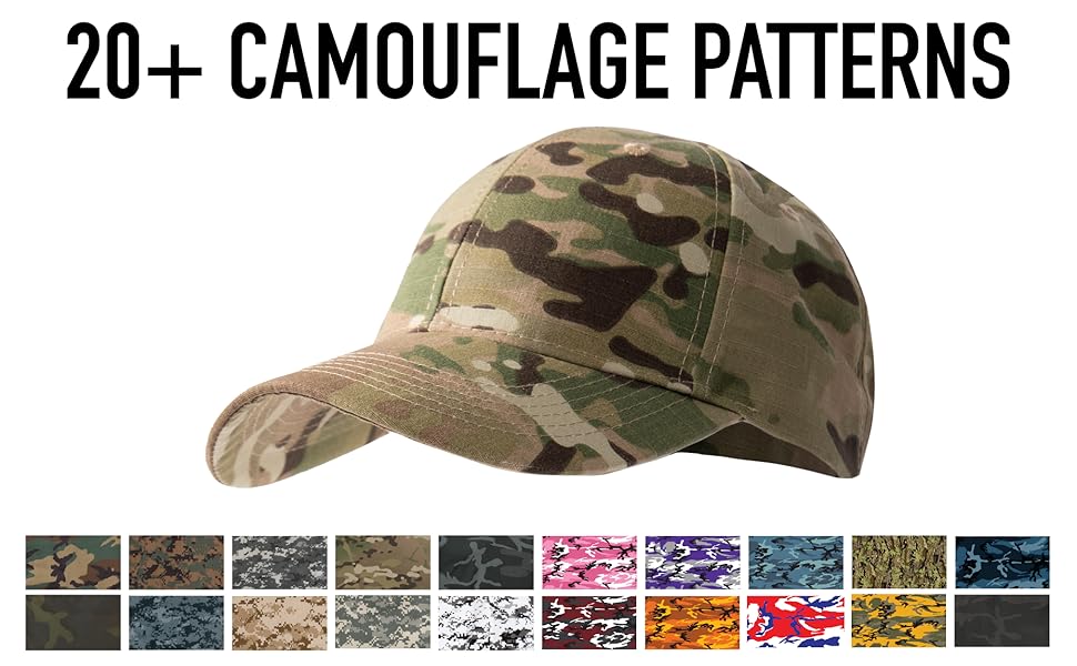 Rothco Supreme Camo Camouflage Low Profile Cap Baseball Hat Outdoor Rugged Camping Hiking Adventure