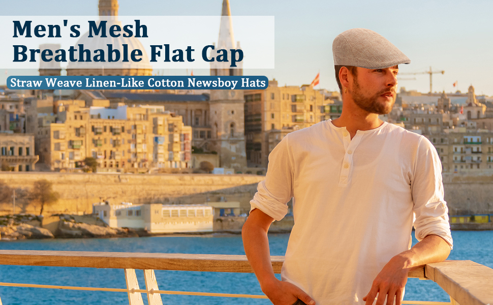 flat cap newsboy hat men men''s mesh summer breathable thin adjustable ivy cabbie gatsby hats caps 