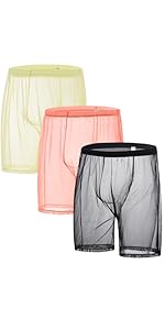 men mesh see through sheer long leg underwear boxer briefs quick dry sexy