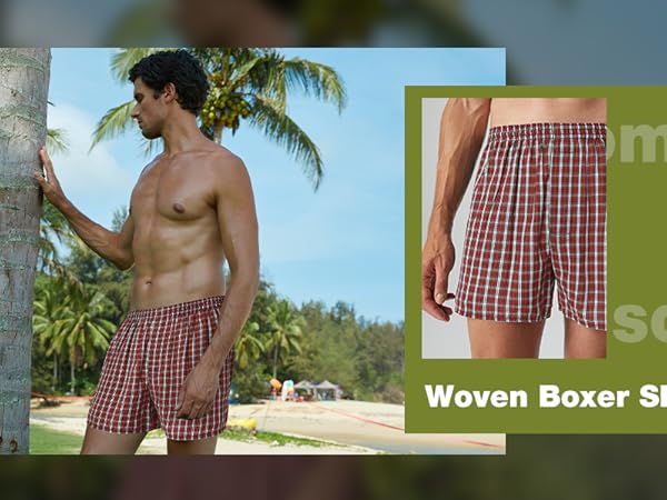 Boxer Shoets Woven Underwear Mens Tartan Boxers for Men Loose Fit