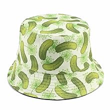 Bucket Hats Unisex Summer Travel Beach Fisherman Cap for Men Women Teens green pickles