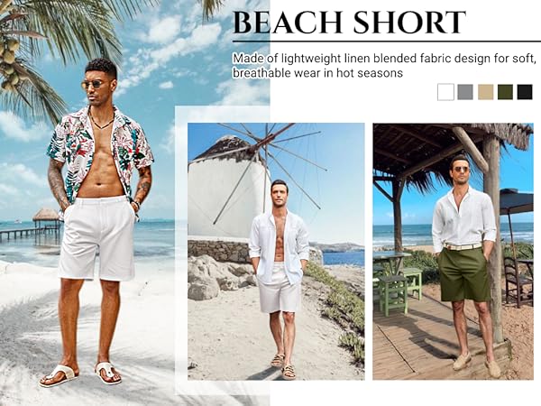 coofandy mens linen beach shorts summer casual short for men