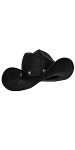 Fluffy Sense Cowboy Straw hat with stars Leather Bands for men and women