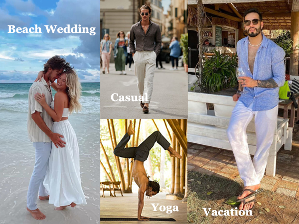 mens linen beach wedding pants