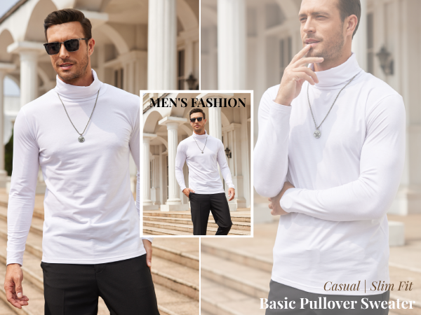 Men''s Casual Turtleneck T Shirts Lightweight Basic Tops