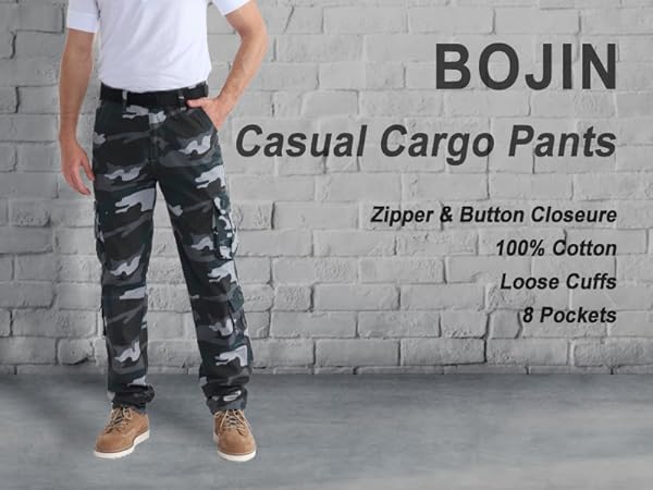 Cargo Pants Casual Military Army Camo Relaxed Fit Cotton Combat Camouflage Cargo Work Pants