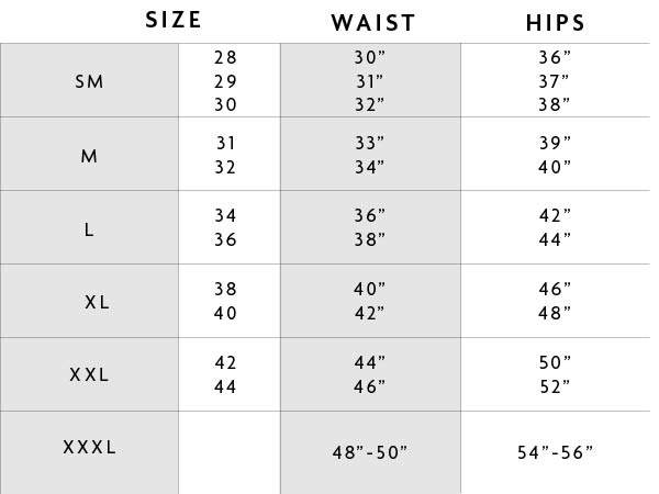 Bottoms Size Chart