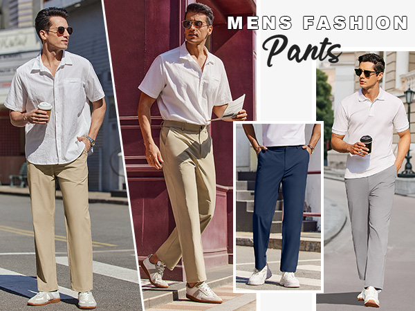 mens casual Flat Front pants