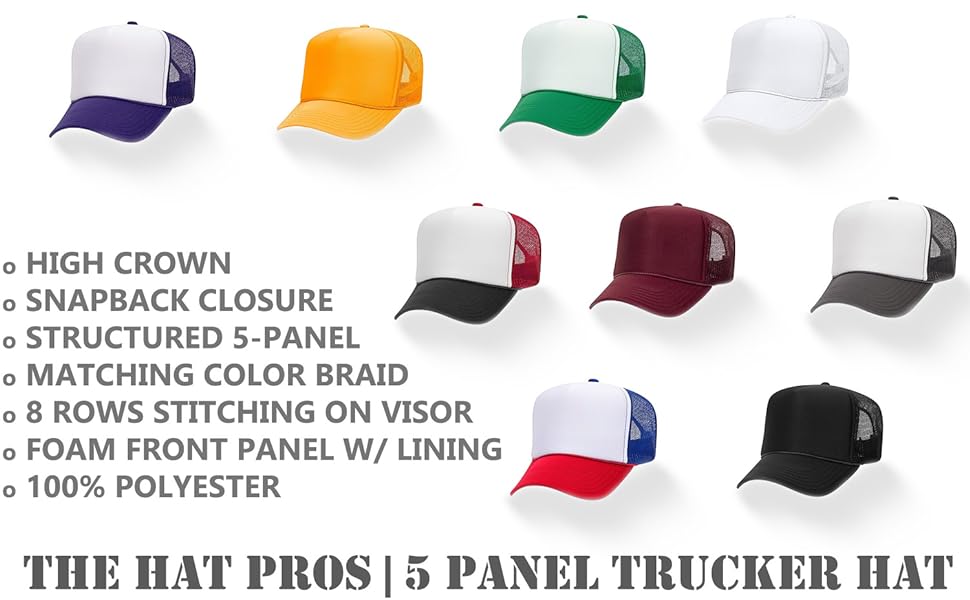 The hat pros 5 panel trucker hat