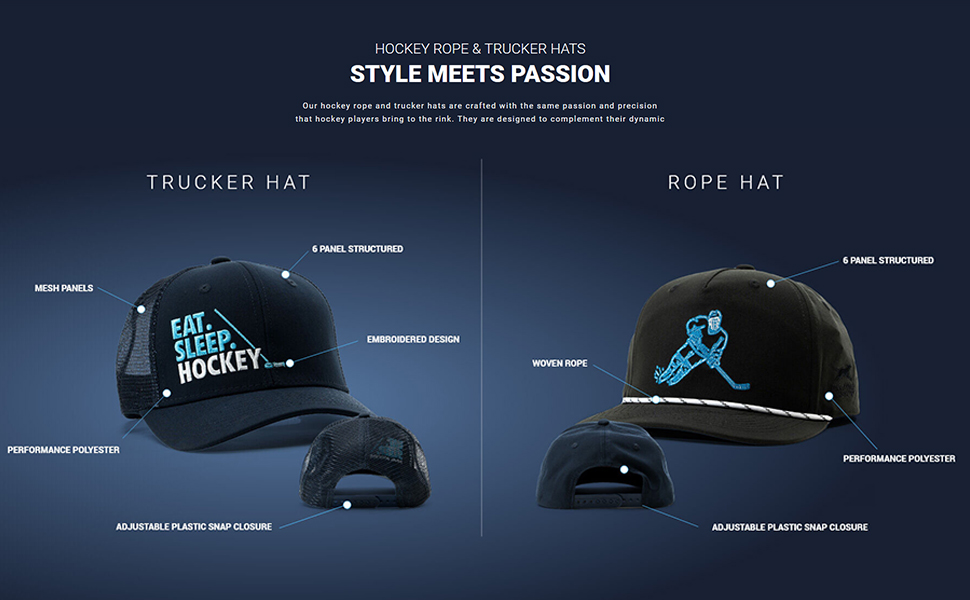 hockey rope and trucker hats