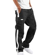 Mens Cargo Pants Casual Hiking Pants Joggers Athletic Pants Cotton Loose Straight Pants