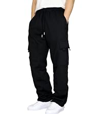 Men''s Cargo Sweatpants Casual Fleece Joggers Loose Fit Open Bottom