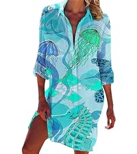 Women Summer Hawaii Shirts Soft Cool Floral Tropic Print Short Sleeve Button Up Tops T-Shirt