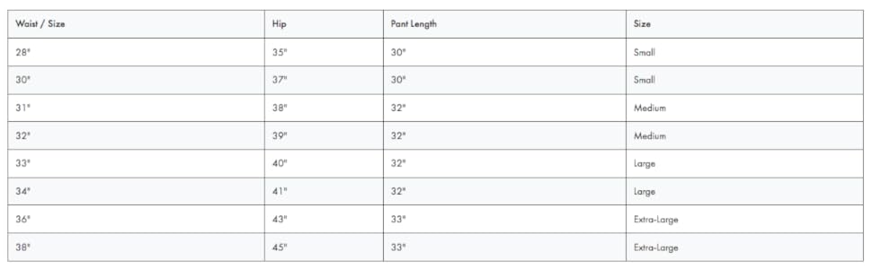 SIZE CHART