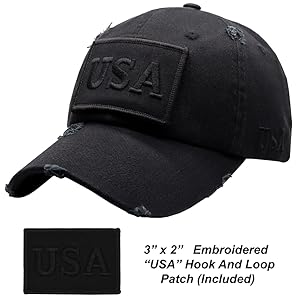 Antourage American Flag hat with tonal USA embroidered patch (Included)