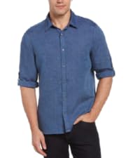 Long SLEEVE 100% LINEN BUTTON-UP SHIRT