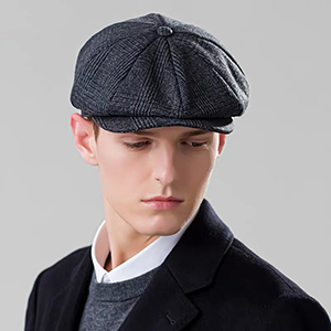 Plaid dark grey Herringbone hat