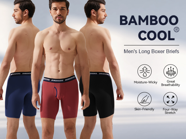 Men''s Long Boxer Briefs Long Leg Sports Performance Breathable Comfortable Underwear