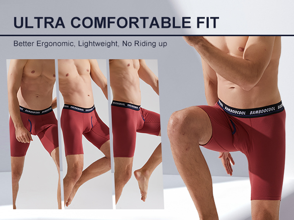 Men''s Long Boxer Briefs Long Leg Sports Performance Breathable Comfortable Underwear