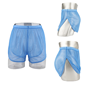 blue split side shorts underwear