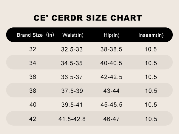 size chart of cargo short