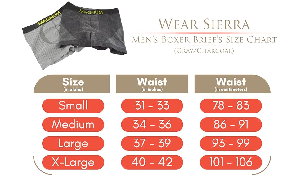 Size Chart for Boxers