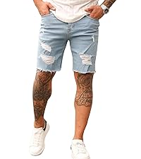 men ripped denim shorts