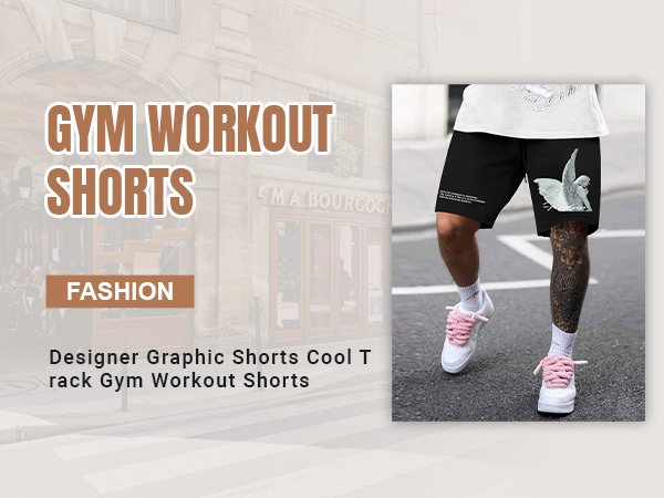 Men''s Designer Graphic Shorts Drawstring Waist Cool Track Gym Workout Shorts