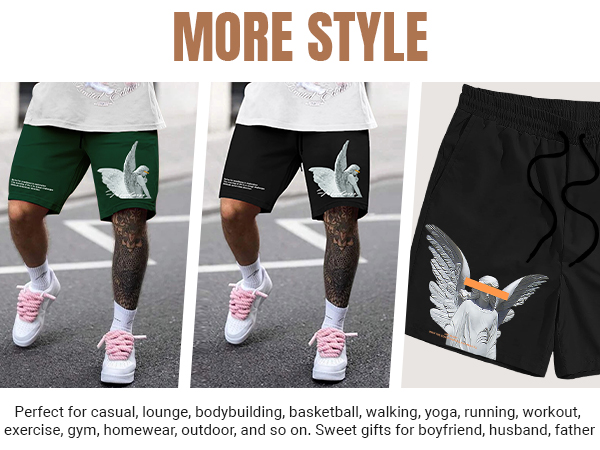 Men''s Designer Graphic Shorts Drawstring Waist Cool Track Gym Workout Shorts