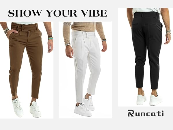 Mens Chino Pants Slim Fit Flat Front Stretch Skinny Tapered Dress Pants Casual Trousers