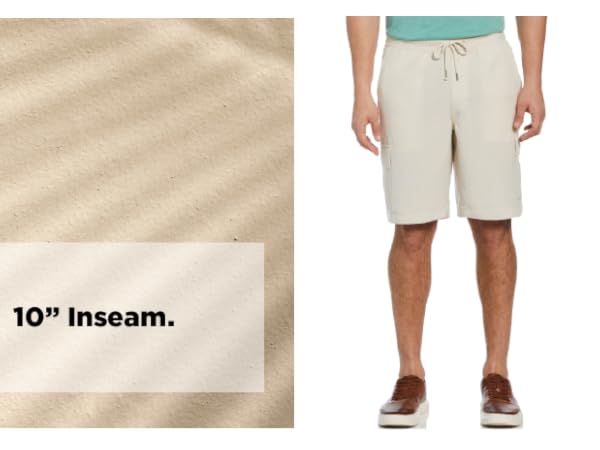 The 10" inseam of these shorts offers a balanced and modern look, suitable for various occasions.