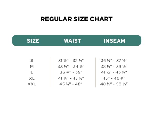 Regular Size Chart  